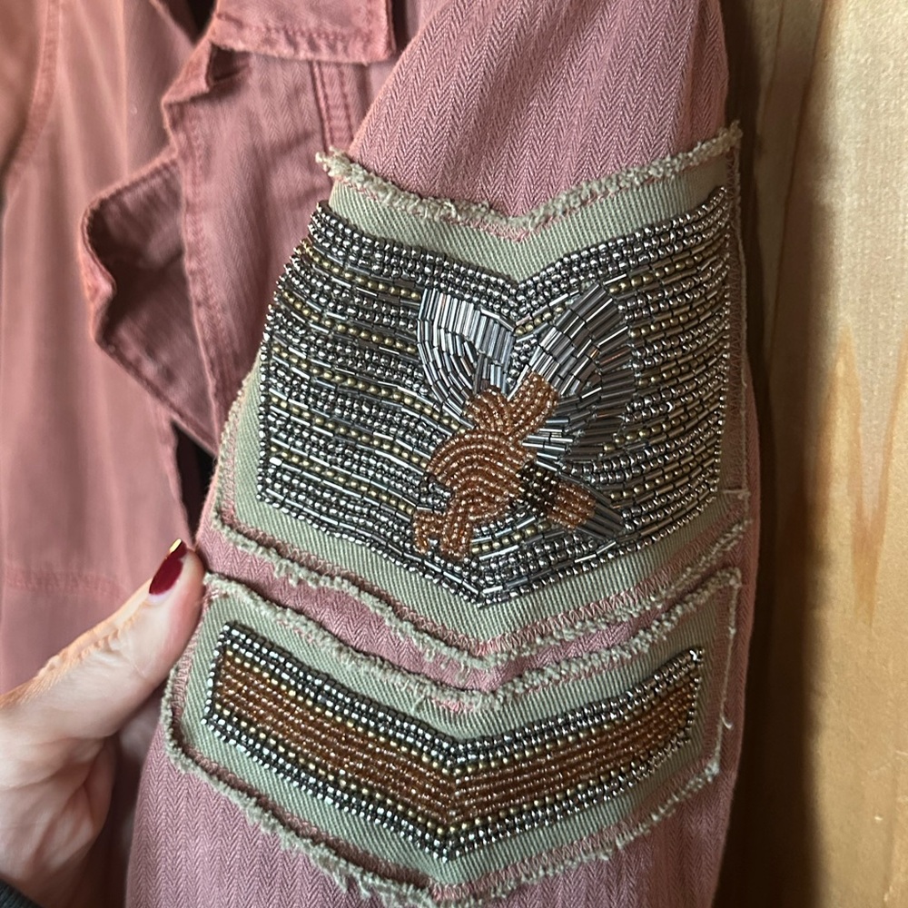 Embroidered Patchwork Jacket - Pink - image 5